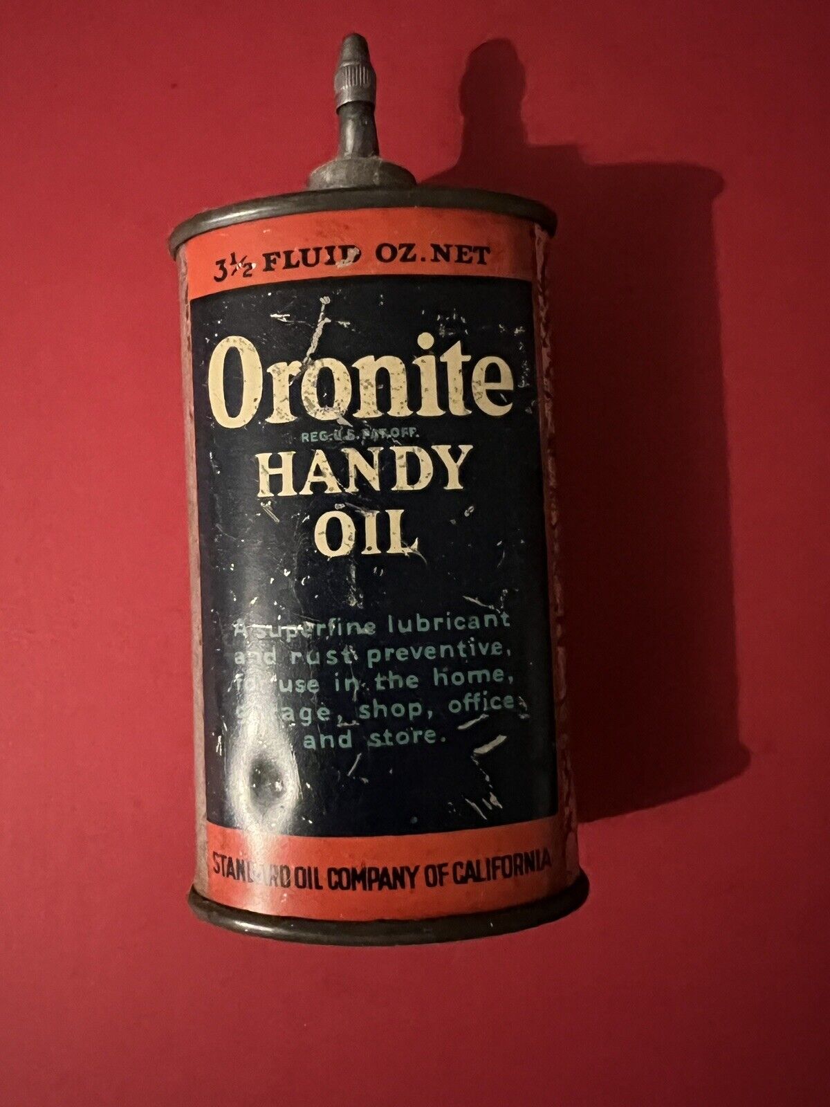 1930's-40's RARE ORONITE HANDY OIL STANDARD OIL ADVERTISING Oil TIN HANDY OILER