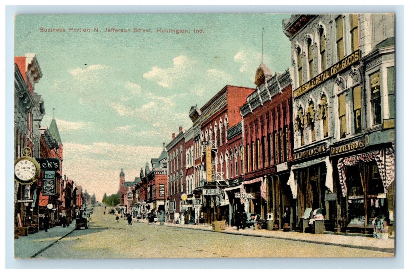 c1910\'s Business Portion N. Jefferson Street Huntington Indiana IN Postcard