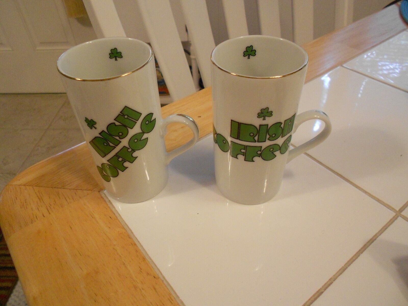 IRISH COFFEE TALL THIN CUPS-WITH RECIPE-VG+ 3 3/4\
