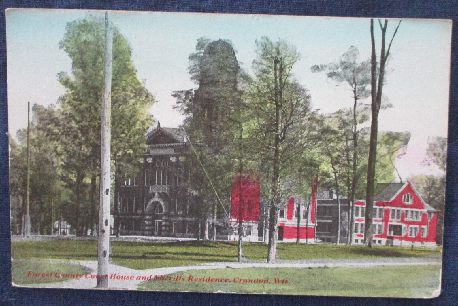 1910s Crandon Wisconsin Court House & Sheriffs Residence Postcard
