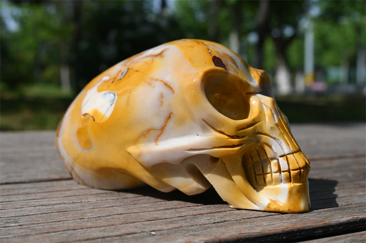 2.42lb Natural Mookite Jasper Quartz Hand Carved Alien Skull Reiki Crystal Decor