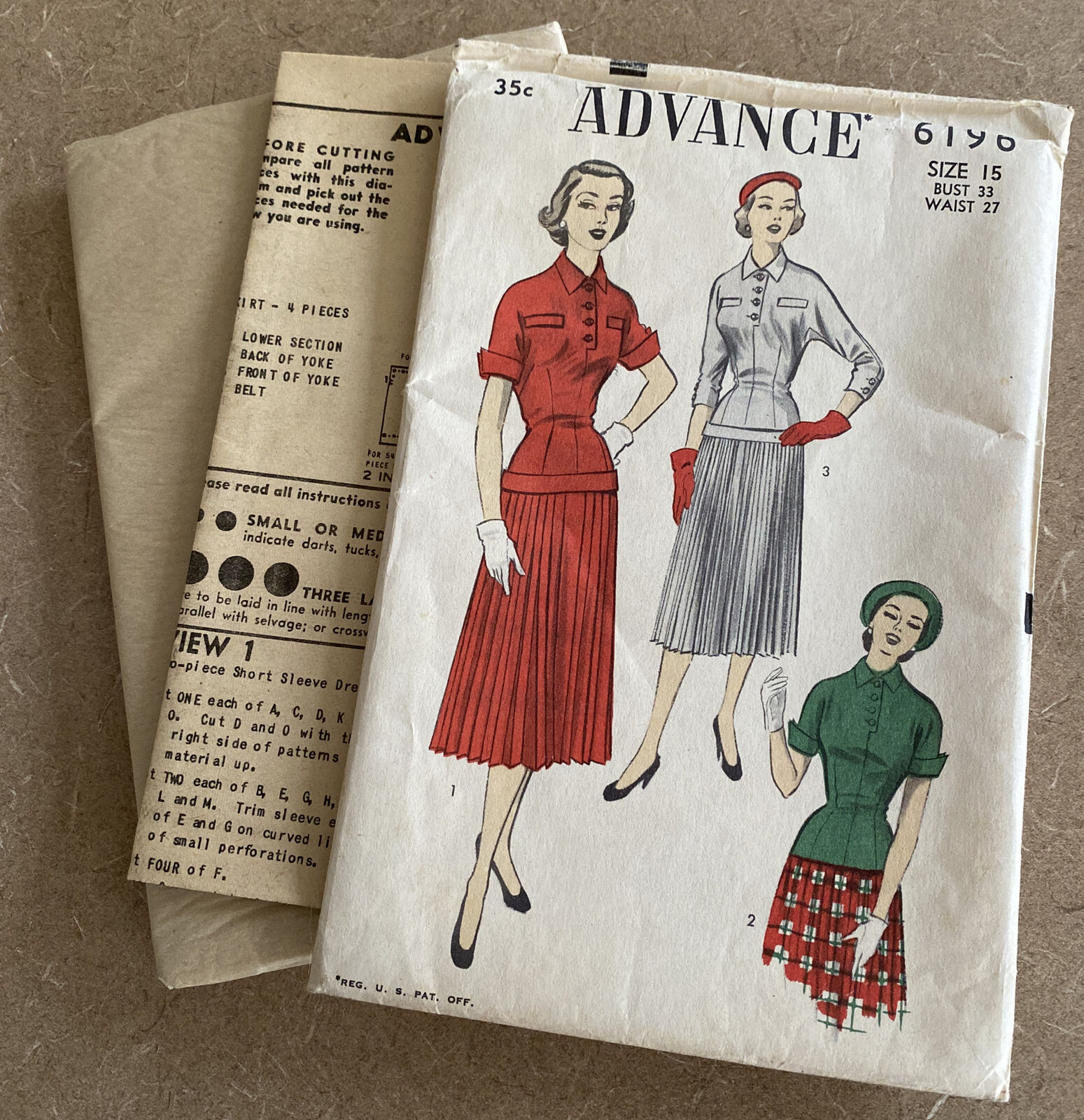 Skirt & Jacket Pattern Early 1950\'s Fashion~Advance 6196 ~Size 9-17 ~Uncut (WB8)