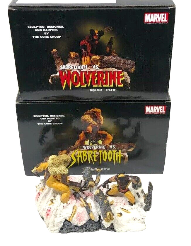 Wolverine VS Sabretooth 2004 DF BLOODY BATTLE Diorama 2 Pc Set w Boxes *READ*