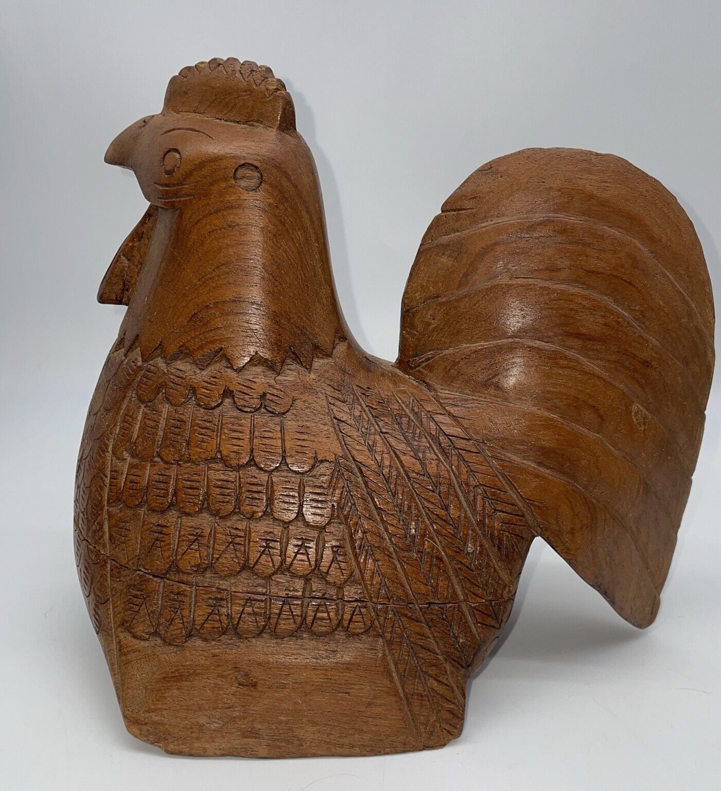 Vintage Pier 1 Imports Wooden Rooster Hidey Hole Box Hand Carved Thailand READ