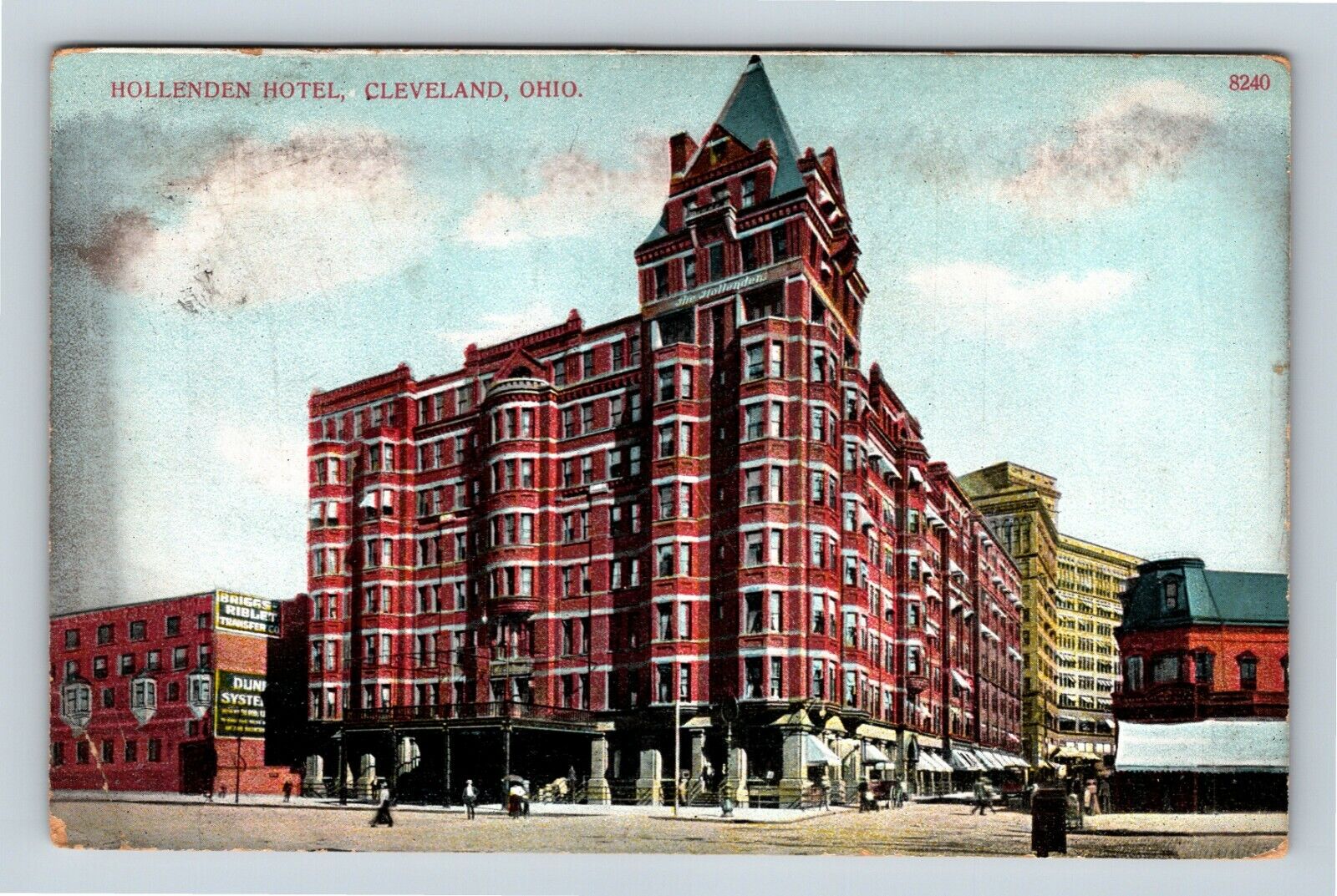 Cleveland OH, Hollenden Hotel, Street View, Wagon, Ohio Vintage Postcard