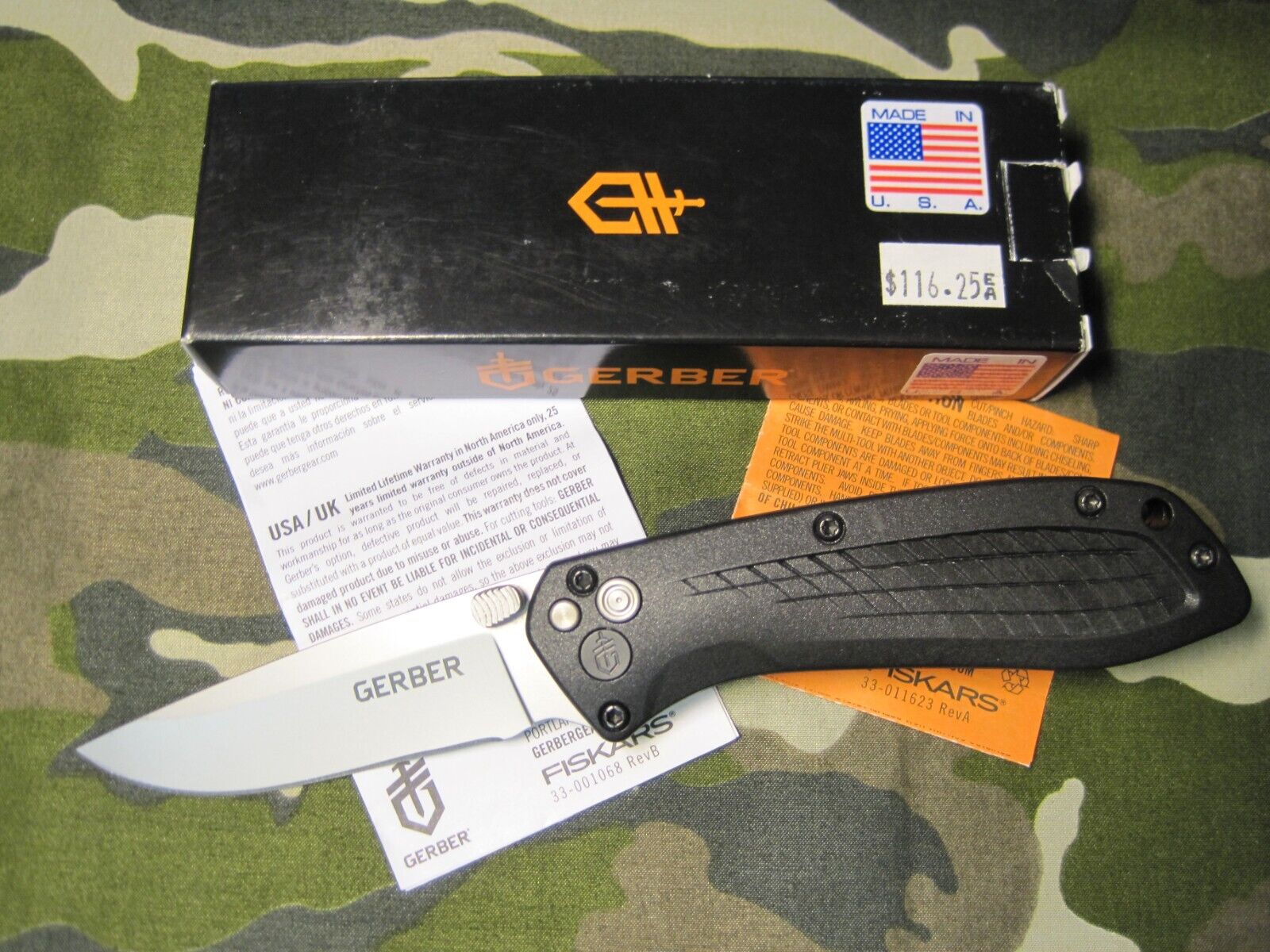 GERBER KNIFE USA-ASSIST 420HC-FE NEW IN BOX MADE IN USA 30-001206N CHECK IT OUT
