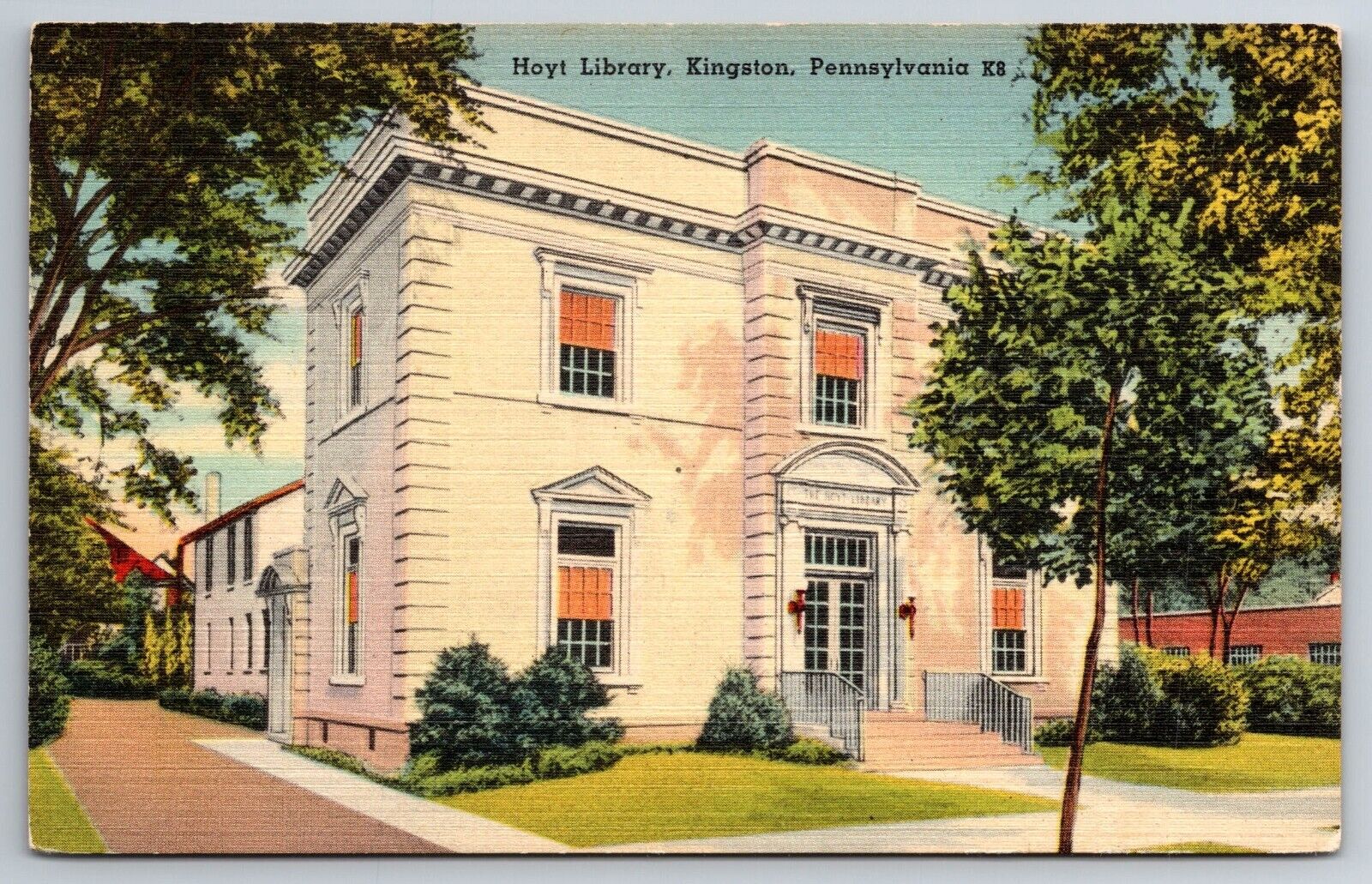 Vintage Postcard PA Hoyt Library Street View -3555