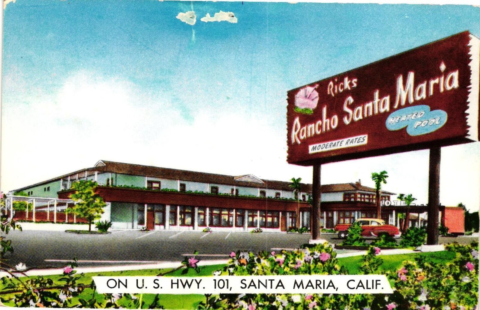 Vintage Postcard- Rick\'s Rancho, Santa Maria, CA. 1960s