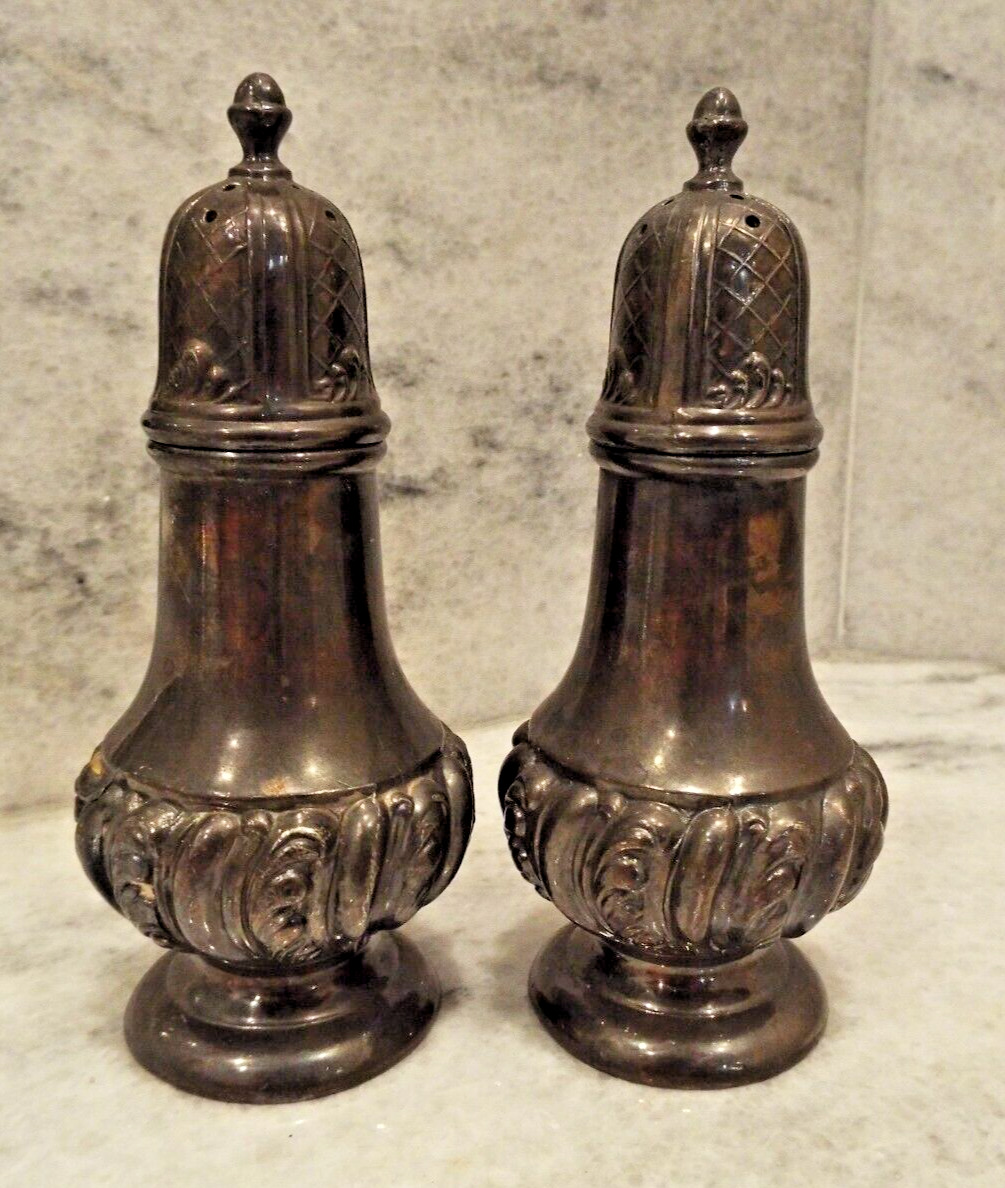 Weighted Silver Plate Salt & Pepper Shakers W.B. Mfg. Co. 3852; Vintage