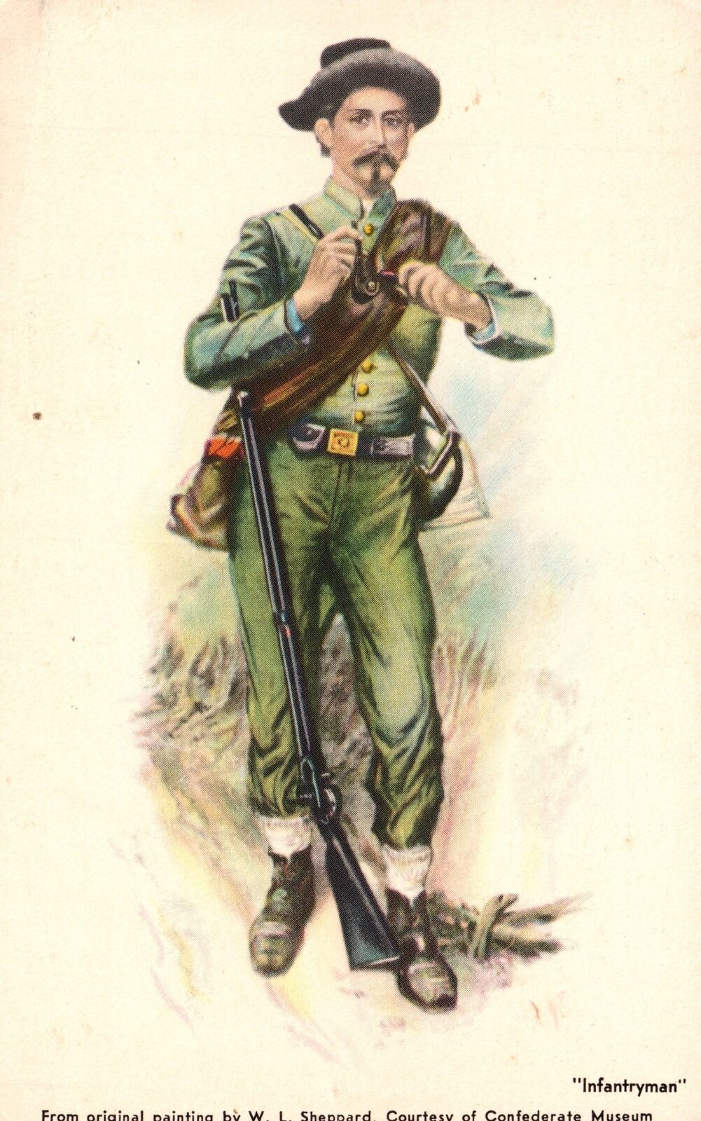 Vintage Postcard Infantry Man Courtesy Of Confederate Museum Confederacy Story