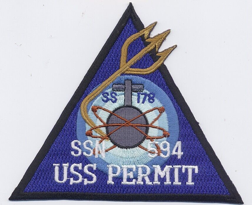 USS Permit SSN 594 - Crest  5.5x4 inch FE BCP b680 Submarine Patch