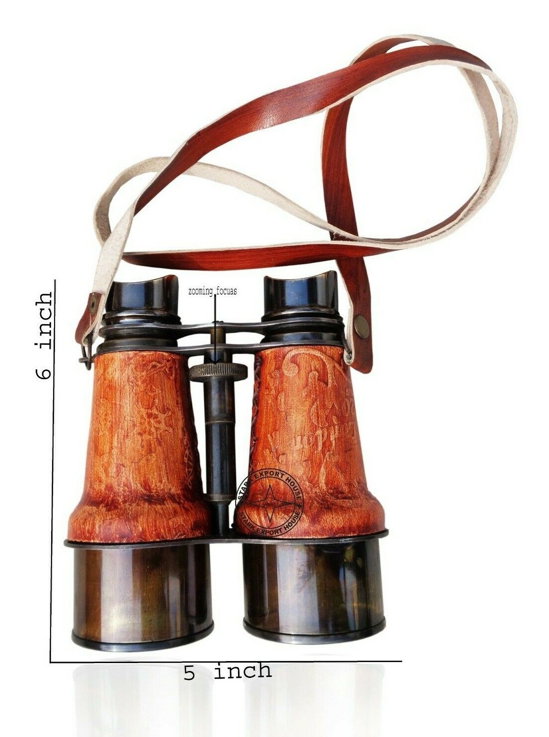 6 in Antique Brass Design Traveling Telescope Binoculars Monocular 10X 