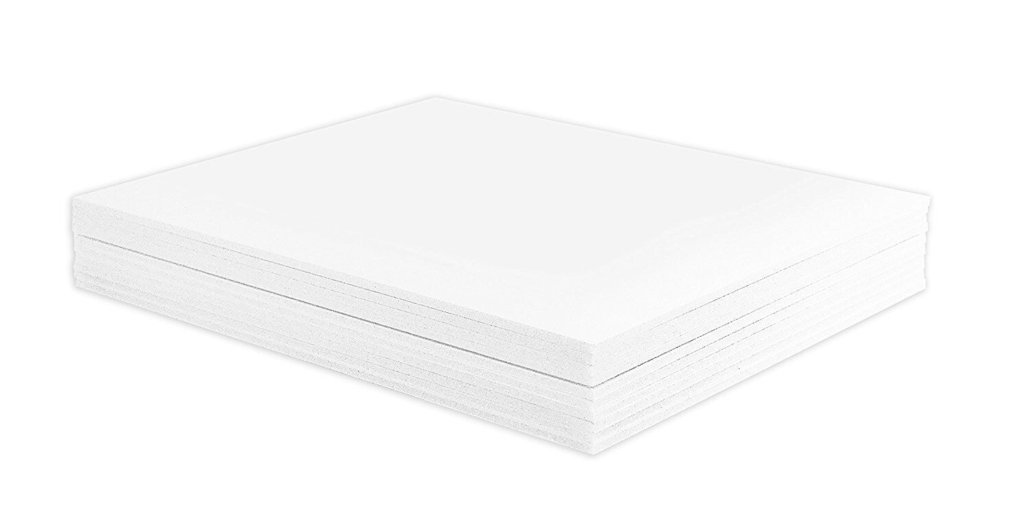 Pack of 10 3/16 White Foam Core Backing Boards (18x24 White)