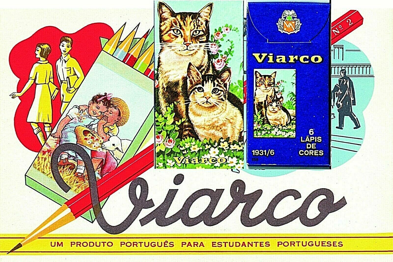 VIARCO 1 box of 6 coloring pensils vintage made in Portugal in the 1970\'s