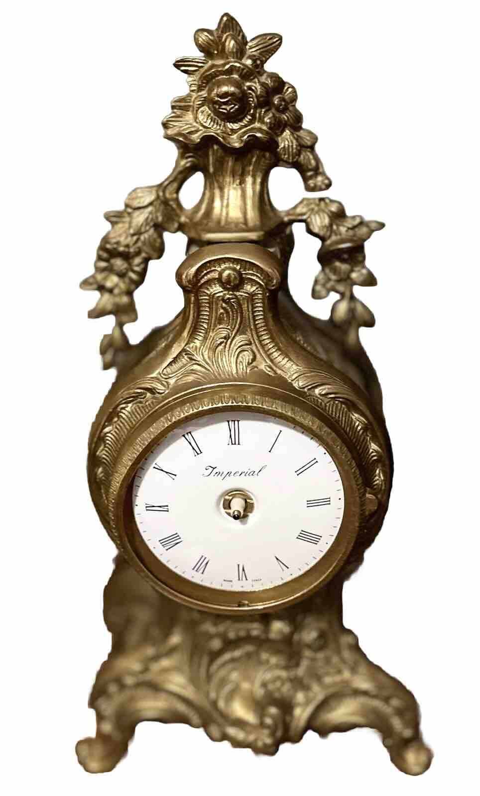 Vintage Imperial Brass Clock Gold Tone MADE IN ITALY 13\
