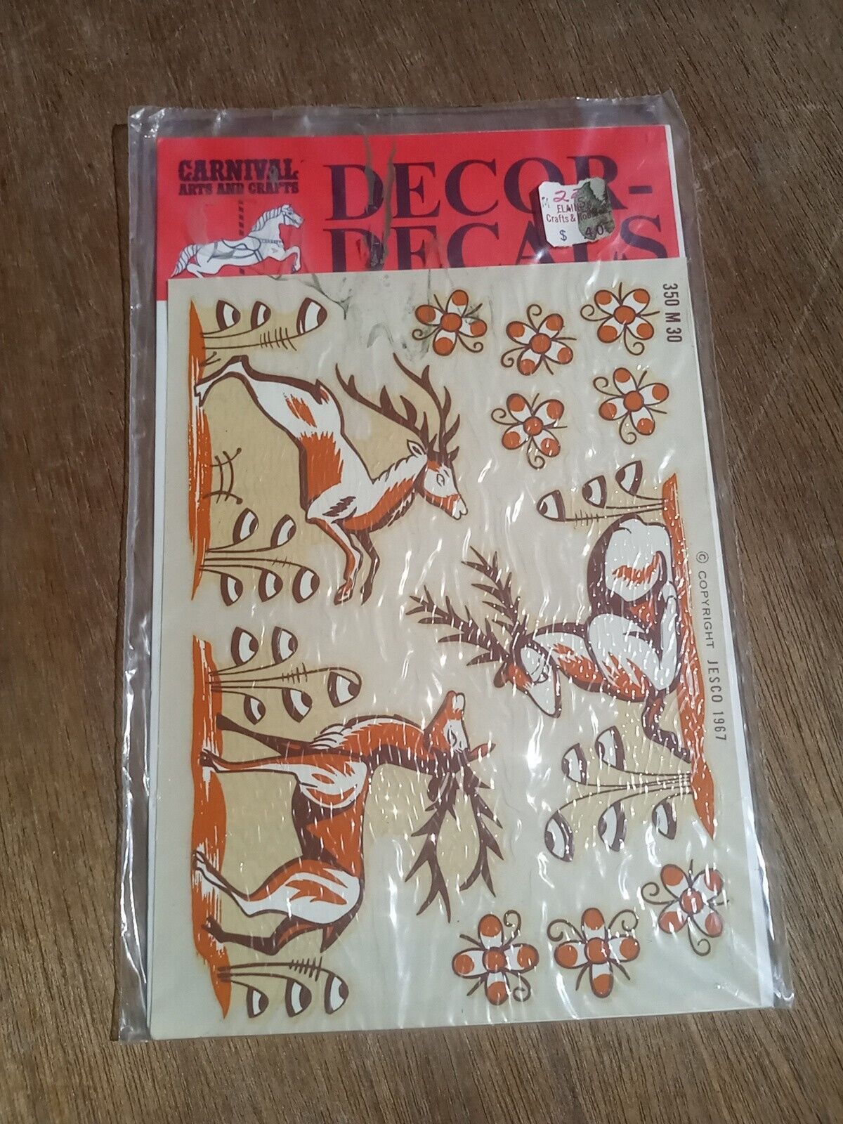 Vtg 70\'s Jesco Deer Stag antler Decals Groovy Retro Colors NOS NIP Arts Crafts