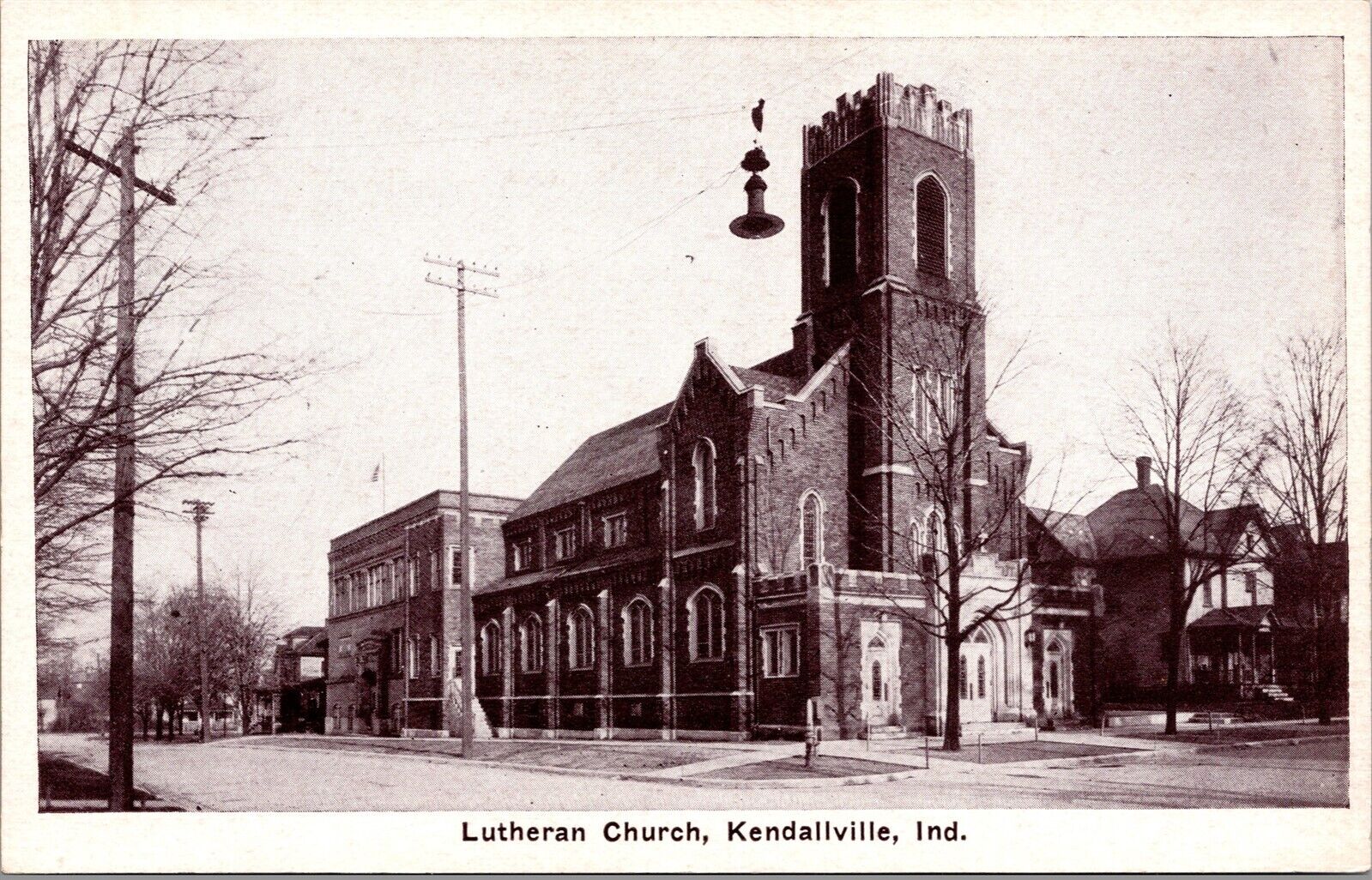 Vtg Kendallville Indiana IN Lutheran Church 1920s Old View Postcard