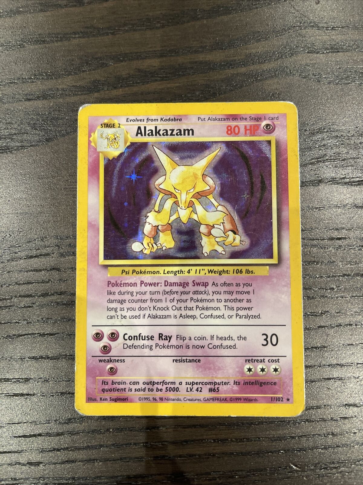 Pokémon TCG Alakazam Base Set 1/102 Holo Unlimited Holo Rare