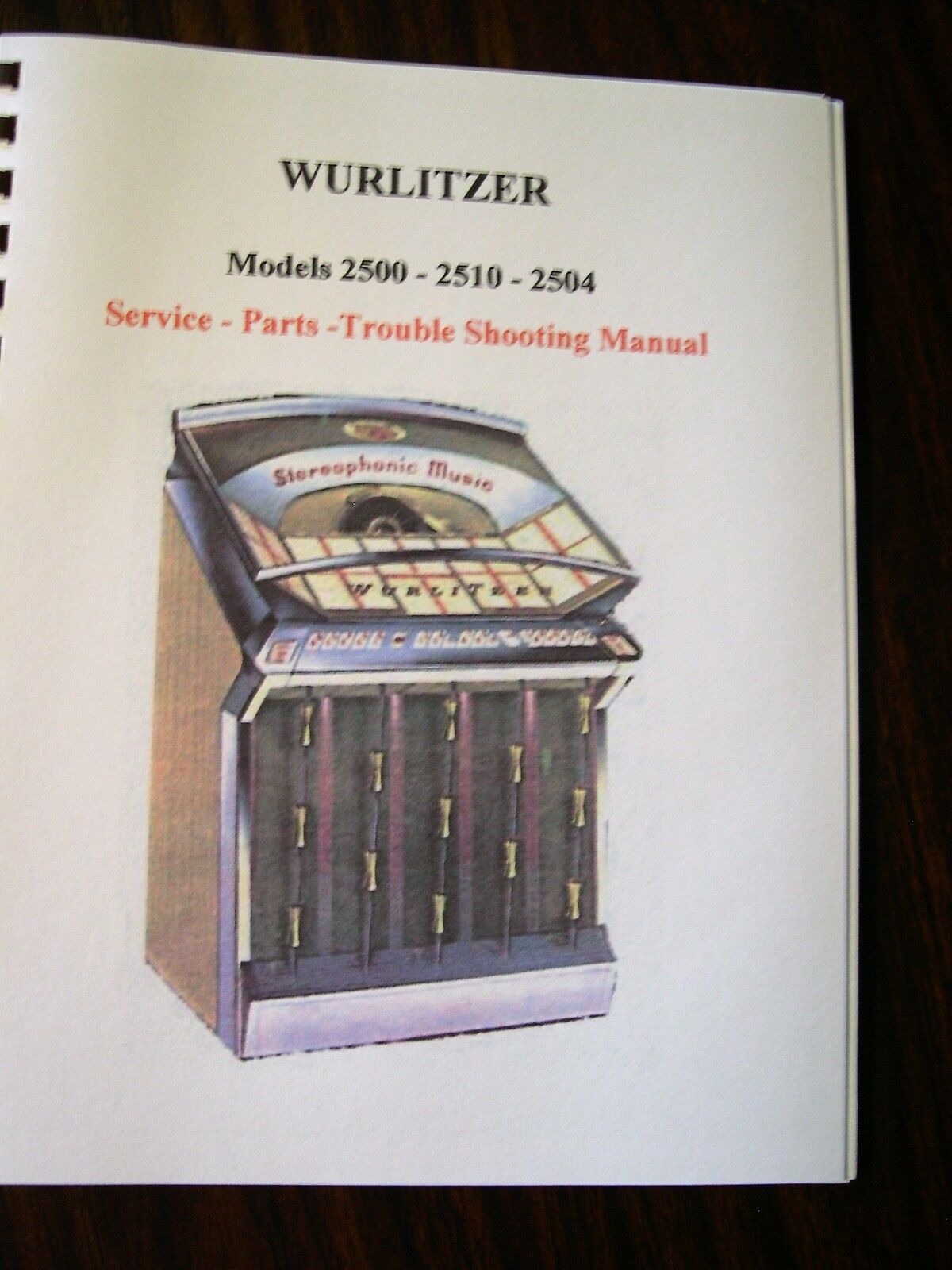 Wurlitzer 2500 - 2510 - 2504 Jukebox Manual