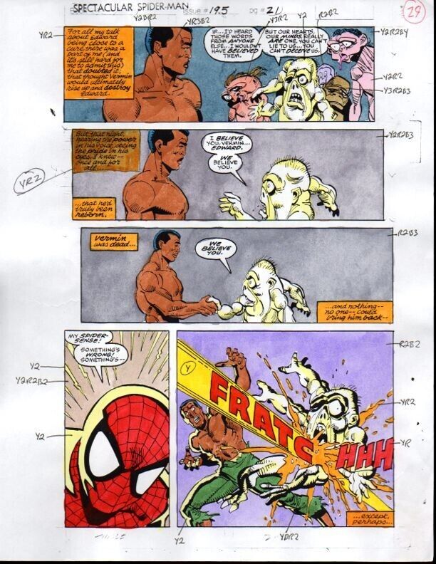 Original 1992 Spectacular Spider-man 195 color guide art page 29: Marvel Comics