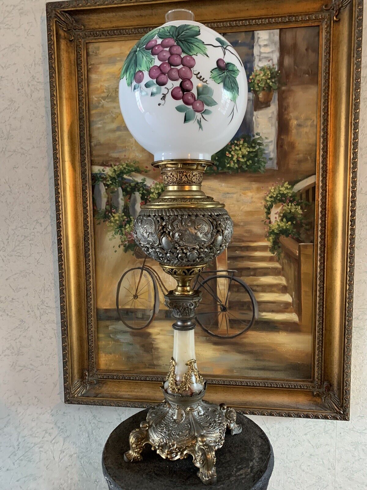 Edward Miller Parlor Lamp - Victorian Parlor Lamp - Original Oil  - Glass Shade