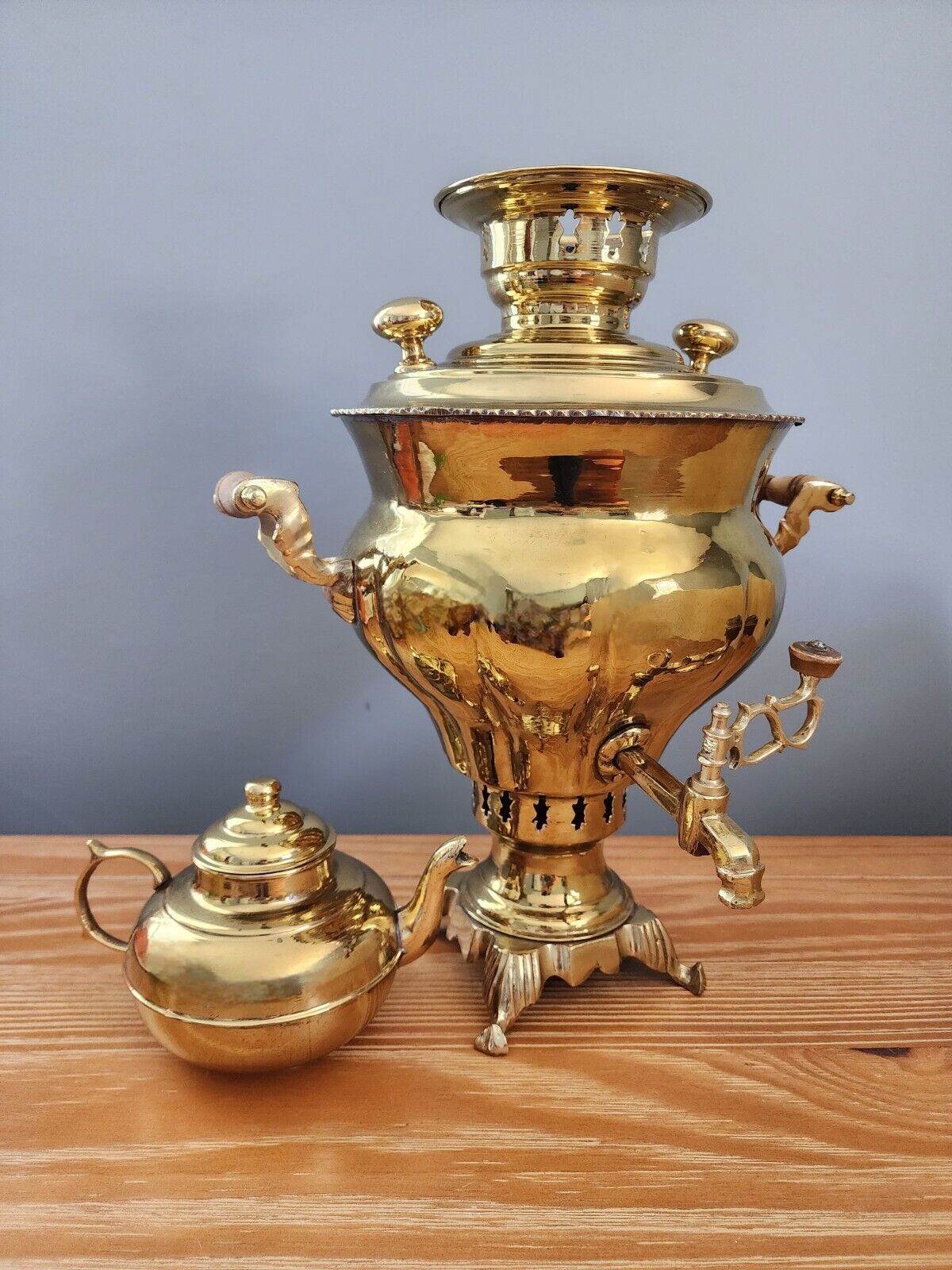VINTAGE Small Brass SAMOVAR With Teapot Tested NO Leaks 