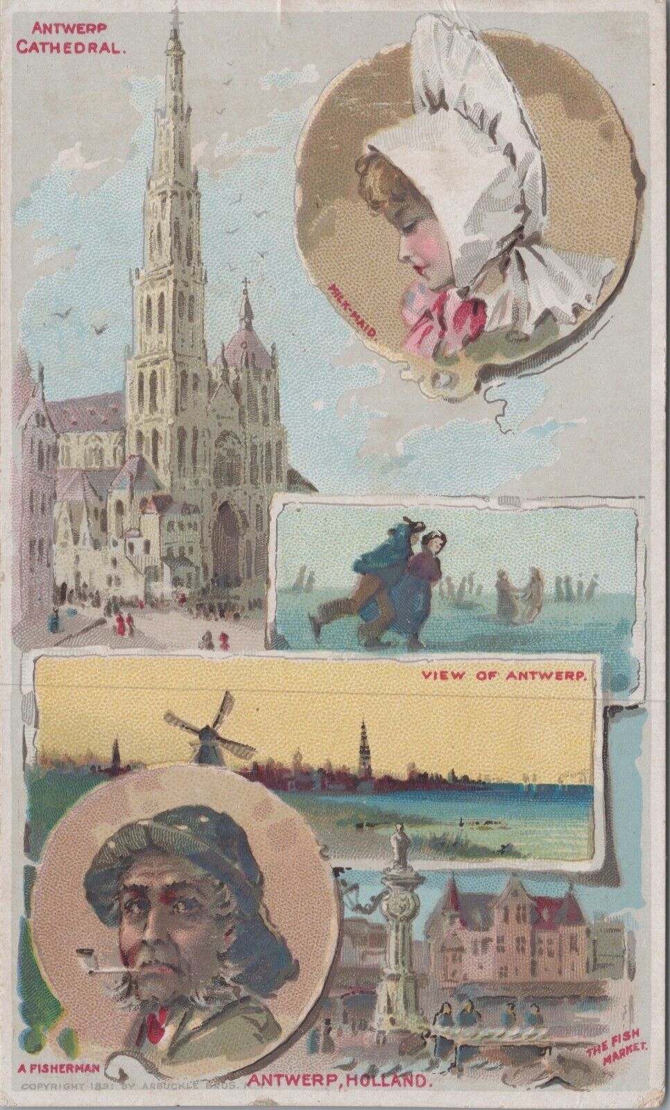 Arbuckle Coffee Victorian Trade Card c1890s~#6 Antwerp, Holland 6851ad