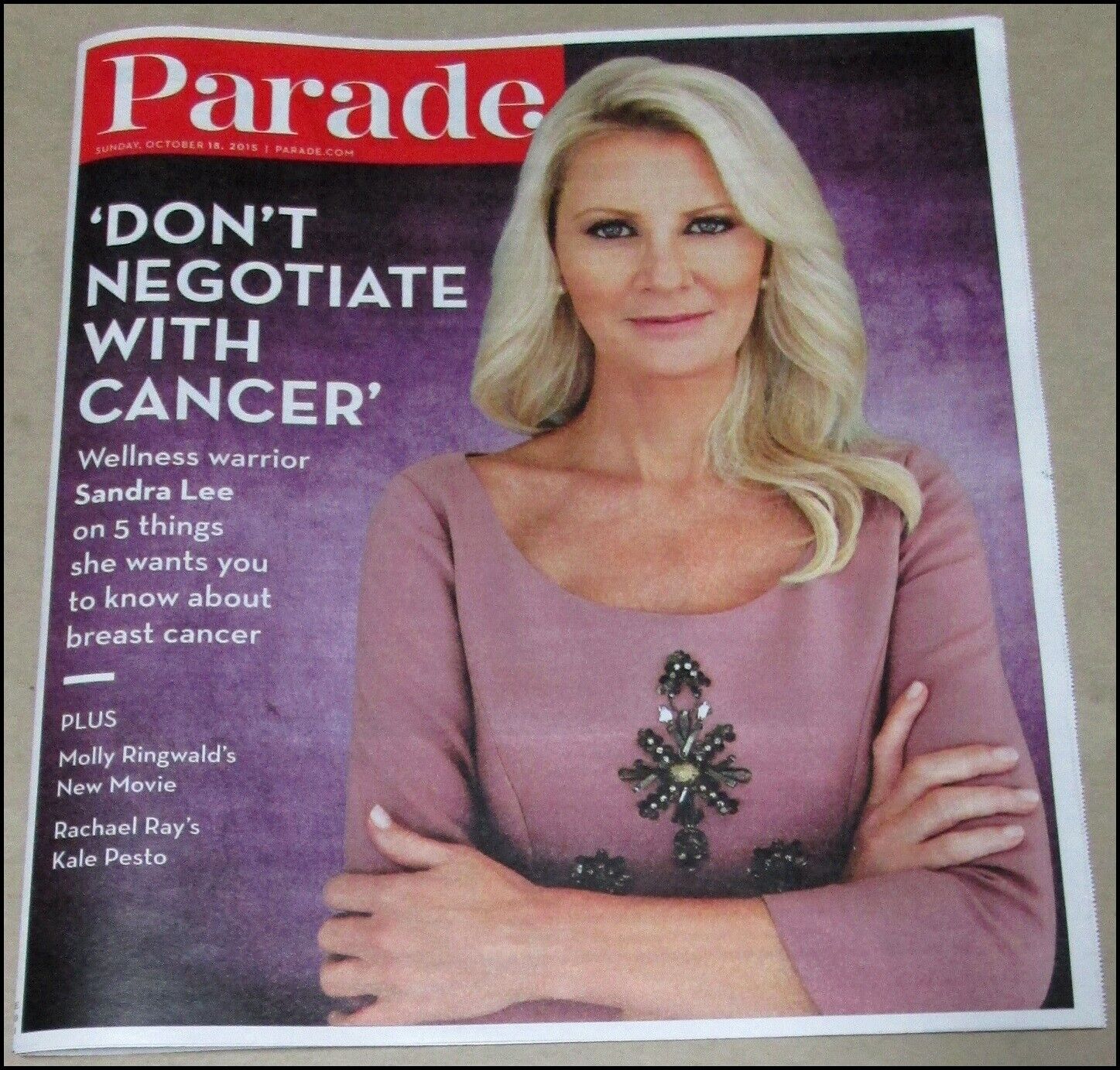 10/18/2015 Parade Newspaper Magazine Sandra Lee Cancer Wellness Warrior October