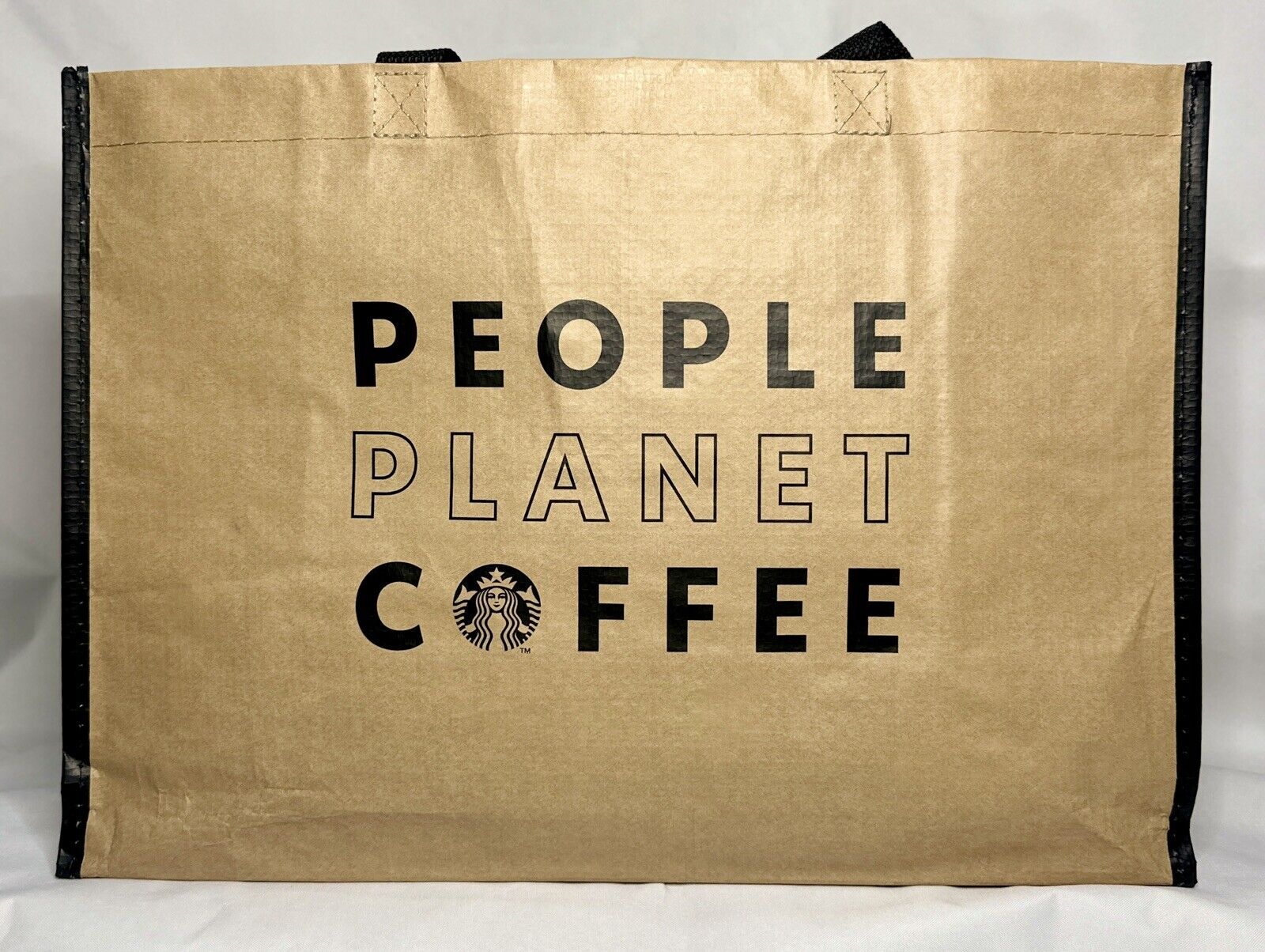 Starbucks Large Reusable Shopping Bag “People Planet Coffee” 16x11x7”