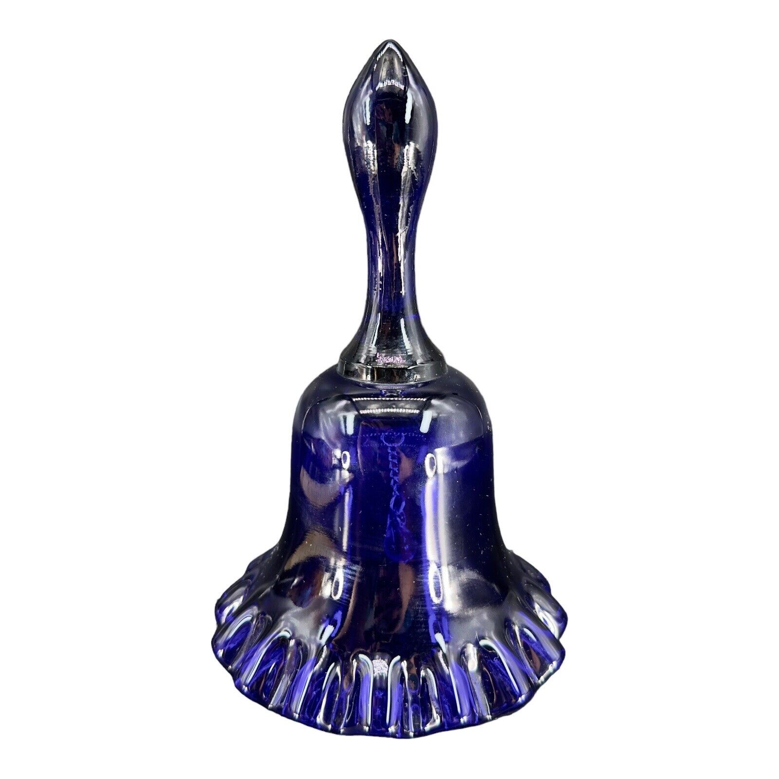 Vintage Fenton Cobalt Blue Glass Bell Figurine Ruffled Bottom Large Heavy 6.5