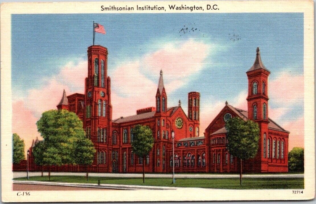 Smithsonian Institution Washington DC 1958 Vintage Linen Postcard B6