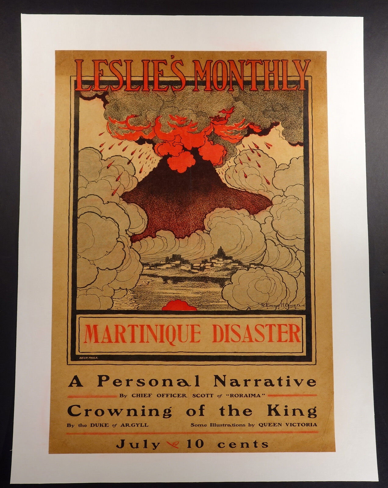 Robert Emmett Owen poster 1902 Martinique volcano disaster Leslie\'s Monthly