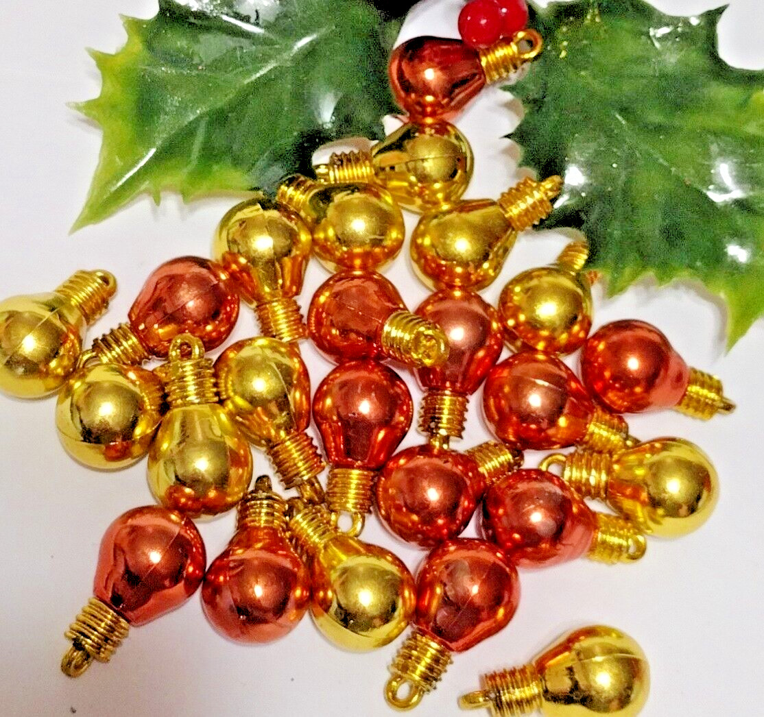 Mini Shatterproof Christmas Ornaments lot of 24 GOLD AND COPPER Jewelry Crafts