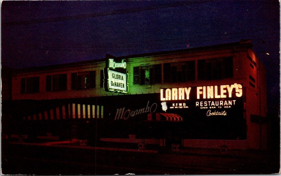 Vintage Postcard Mocambo Larry Finley\'s Club Restaurant Hollywood California B3