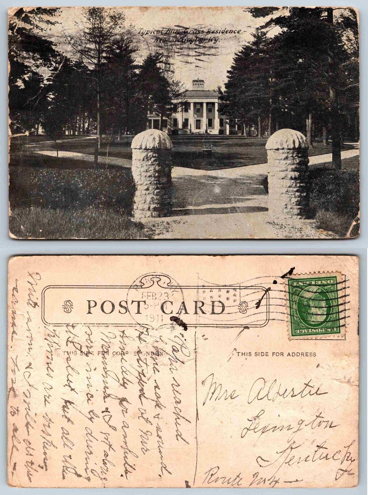 Vintage Postcard - Typical Bluegrass Residence near Covington Kentucky c1911