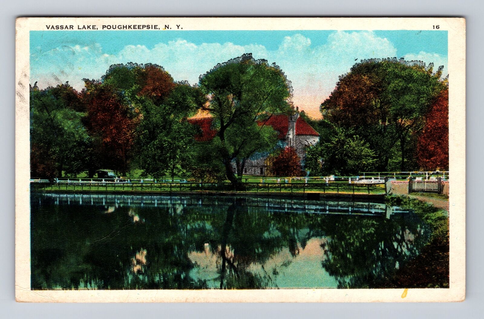 Poughkeepsie NY-New York, Vassar Lake, Antique, Vintage Souvenir Postcard