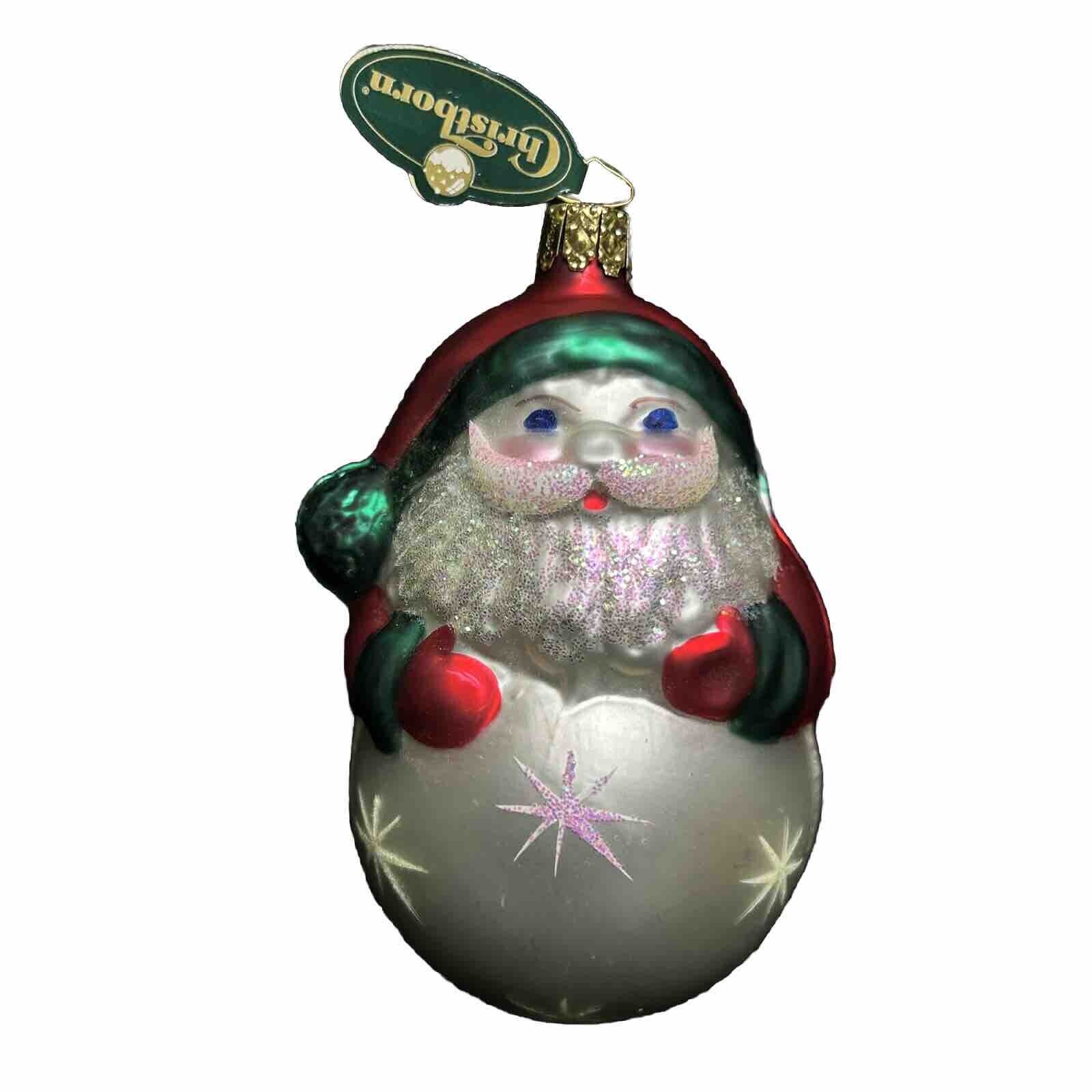 Vintage Christborn Blown Glass Santa Claus Ornament Made in Germany W/ Tag
