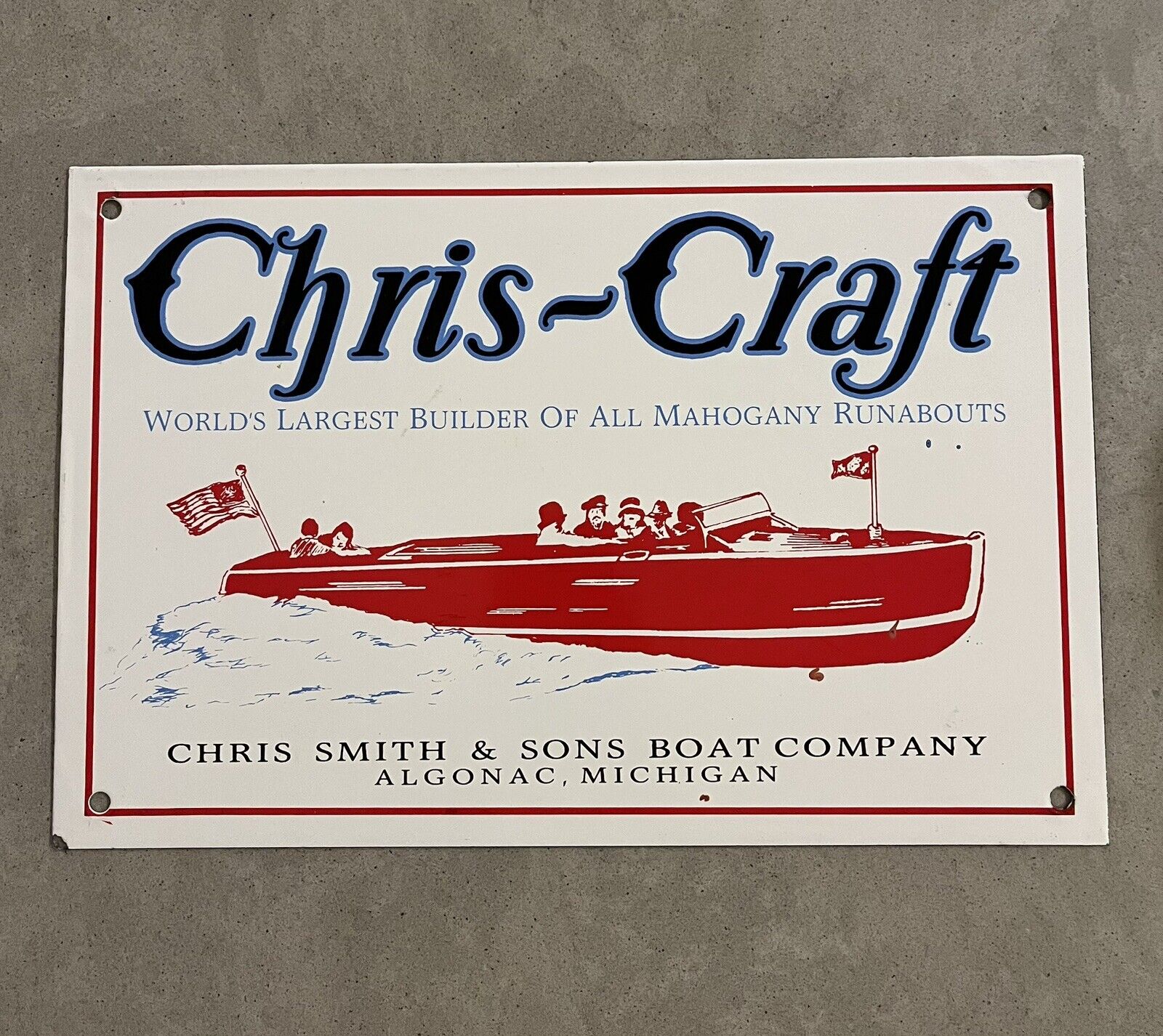 Vintage Chris Craft Dealer Porcelain Wooden Boat Boating Sign 12