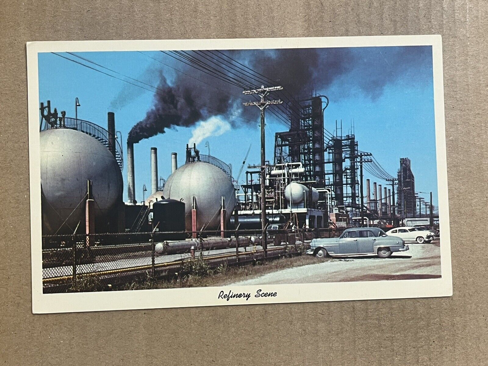 Postcard Beaumont TX Texas Port Arthur Orange Area Oil Refinery Scene Vintage PC