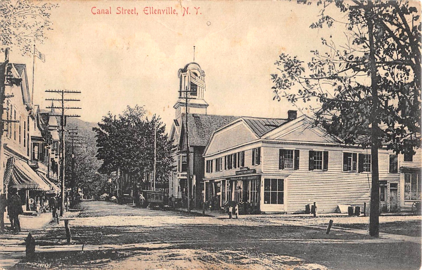 c.1910 Stores Canal St. Ellenville NY post card Ulster county
