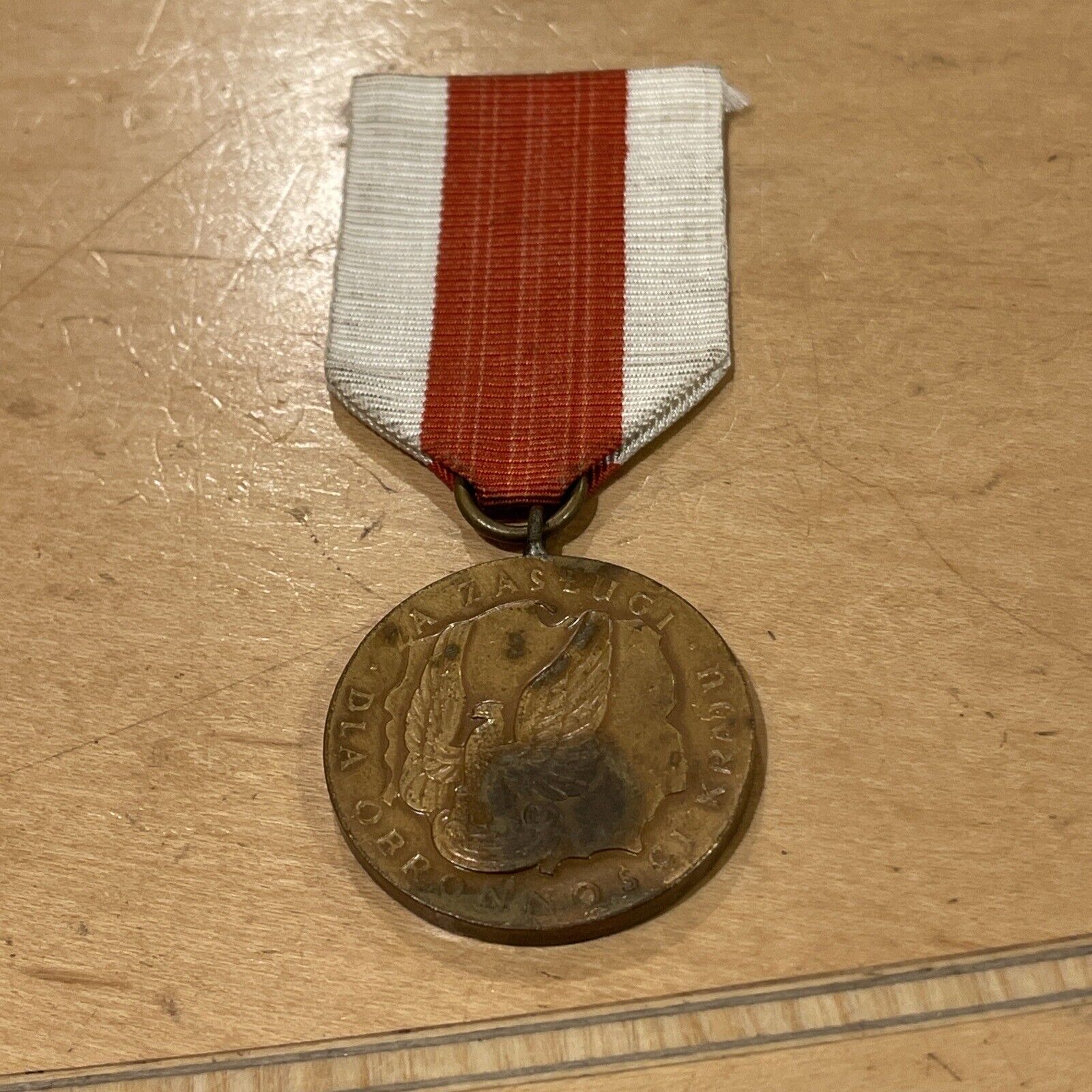 POLAND.MEDAL OF MERIT FOR NATIONAL DEFENCE,3rd CLASS,BRONZE,38mm. EST. 1966.