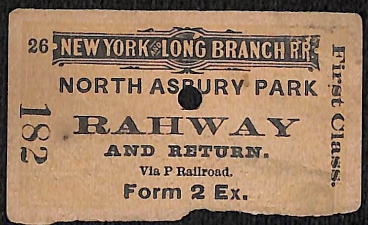 New York & Long Branch Railroad 1896 North Asbury Park to Rahway #182