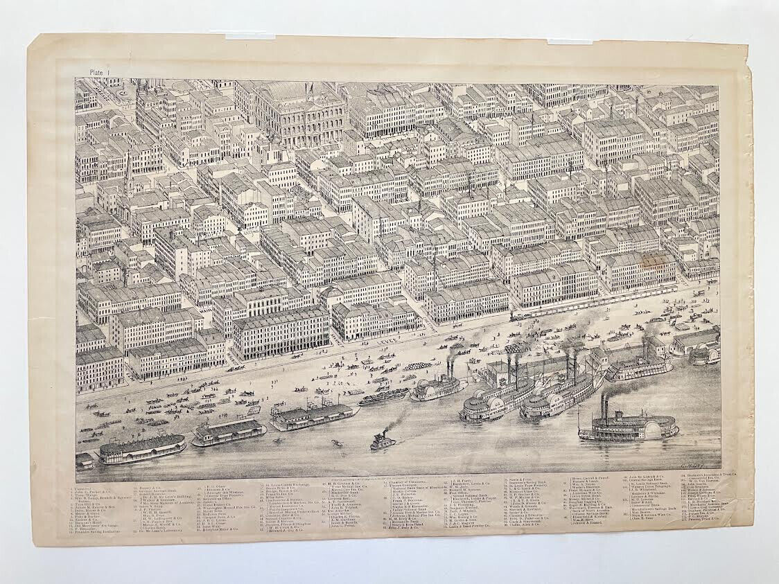 Pictorial St. Louis 1875 Compton Dry Lithograph Plates One And Two