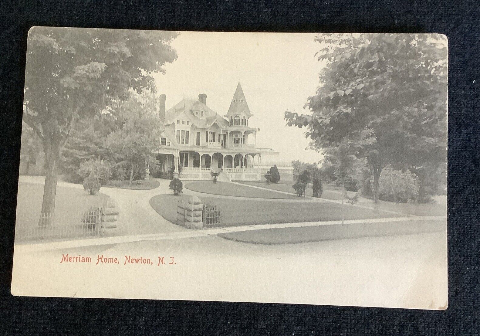 merriam house newton NEW JERSEY NJ vintage postcard Black & White UDB 