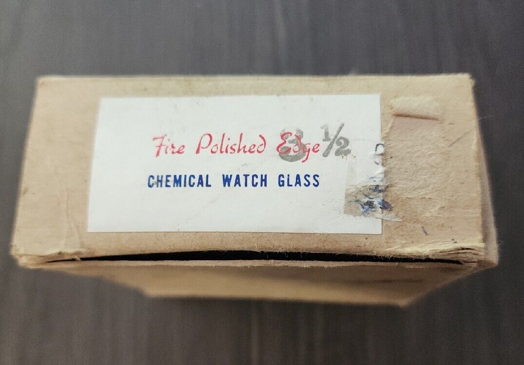 Box of  7  Chemical Watch Clock Glass.  3 1/2\