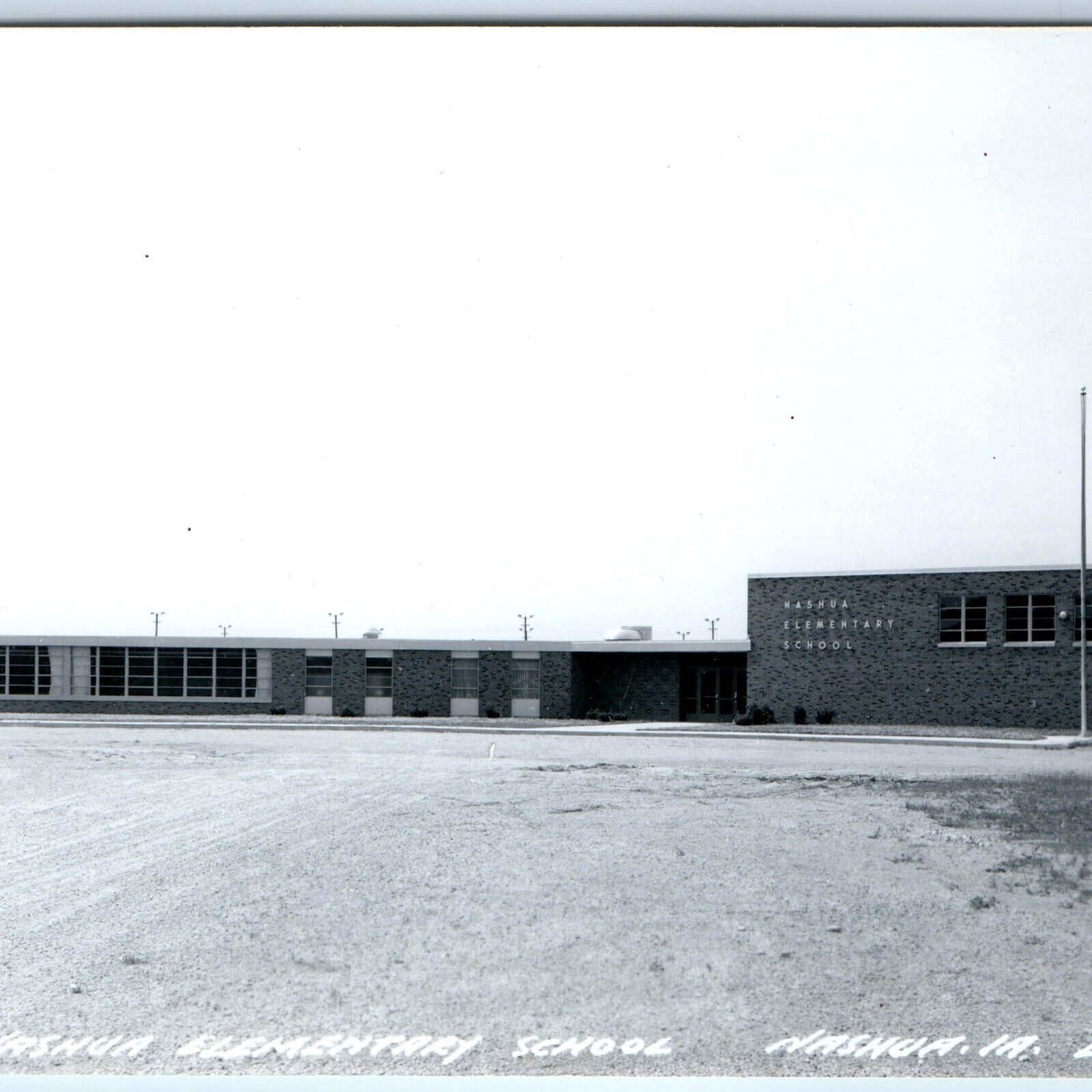 c1950s Nashua, IA RPPC Elementary School Modern Building Real Photo PC Vtg A108