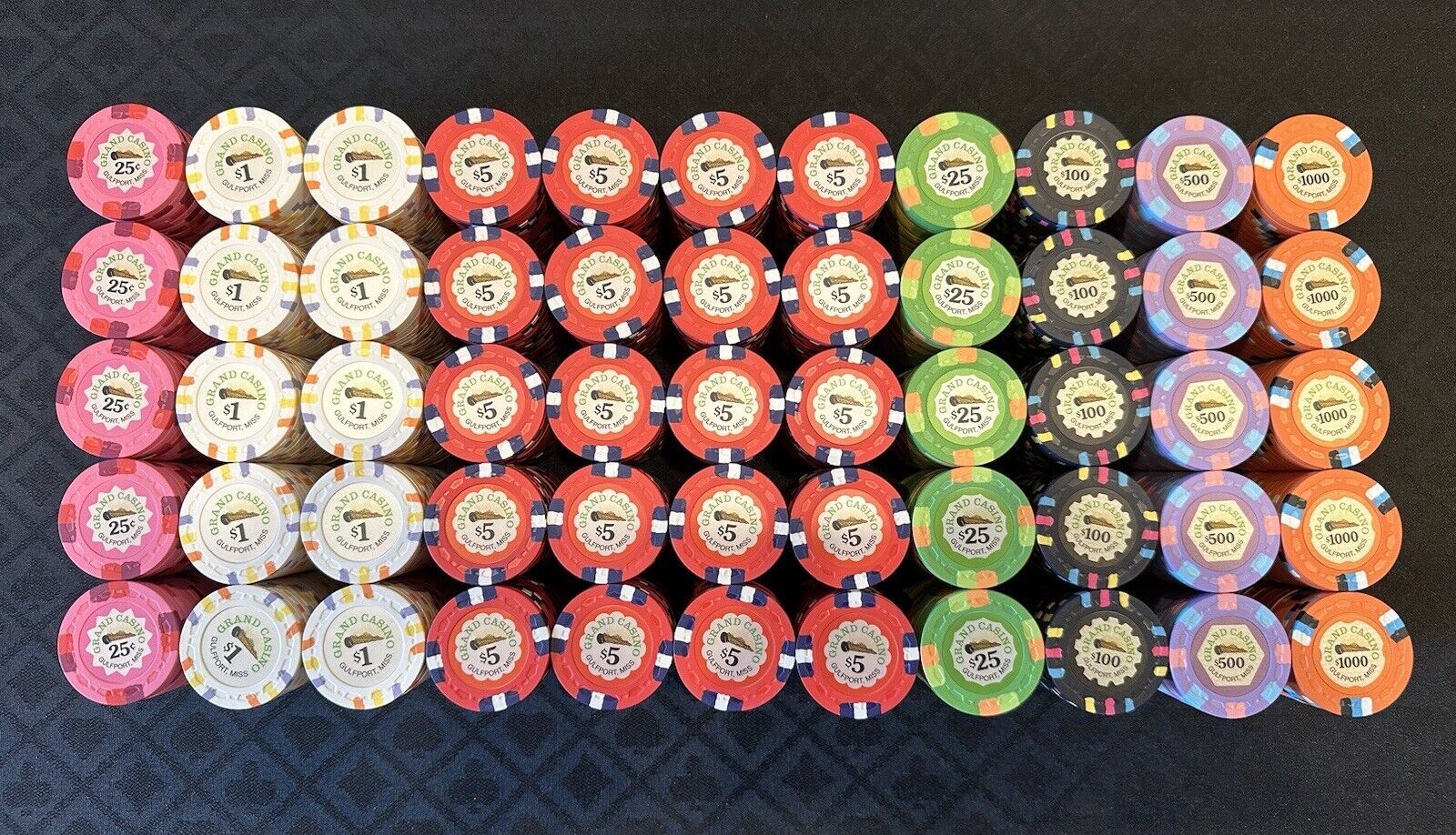 Grand Casino Gulfport MS. Tribute Poker Chip Set (1100 chips). Huge Set