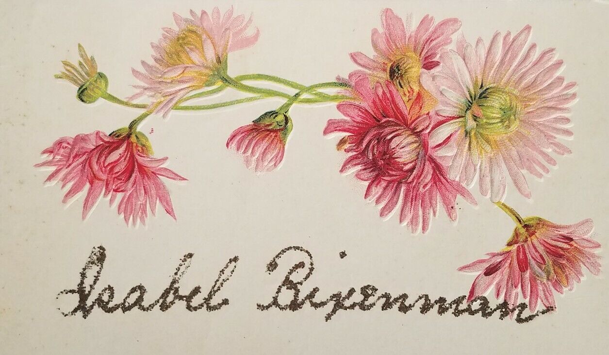 c1910 Postcard Isabel Bixenman Glitter Victorian Floral Embossed Rectangle PR