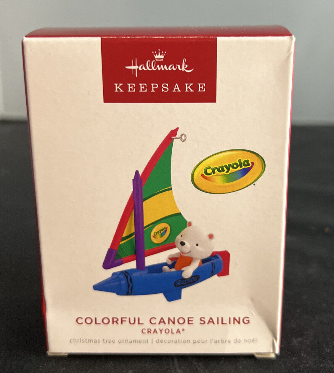 Hallmark Colorful Canoe Sailing Crayola Crayon Bear Christmas Ornament 2022