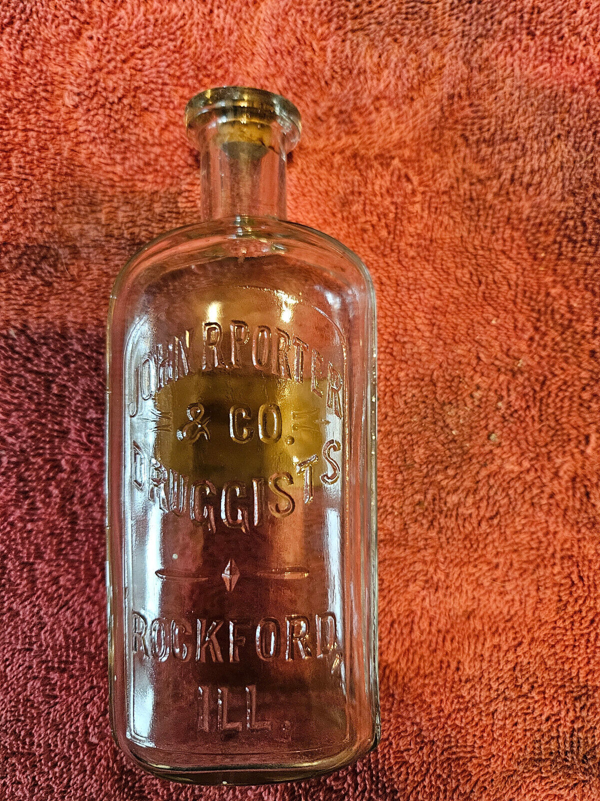 Antique John.R.Porter &Co Druggist with full label Rockford Illinois bottle